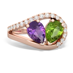 Amethyst Nestled Heart Keepsake 14K Rose Gold ring R5650