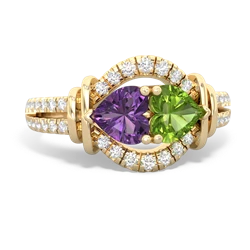 Amethyst Art-Deco Keepsake 14K Yellow Gold ring R5630