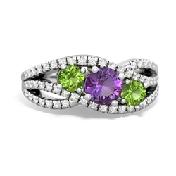 Amethyst Three Stone Aurora 14K White Gold ring R3080