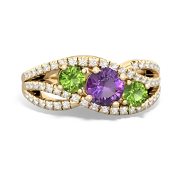 Amethyst Three Stone Aurora 14K Yellow Gold ring R3080