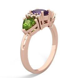 Amethyst Antique Style Three Stone 14K Rose Gold ring R2186