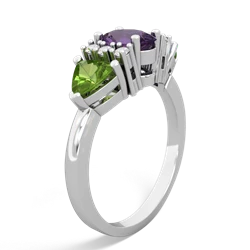 Amethyst Antique Style Three Stone 14K White Gold ring R2186