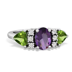 Amethyst Antique Style Three Stone 14K White Gold ring R2186