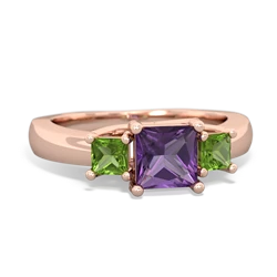 Amethyst Three Stone Trellis 14K Rose Gold ring R4015