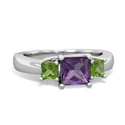 Amethyst Three Stone Trellis 14K White Gold ring R4015