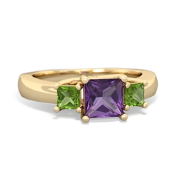 Amethyst Three Stone Trellis 14K Yellow Gold ring R4015