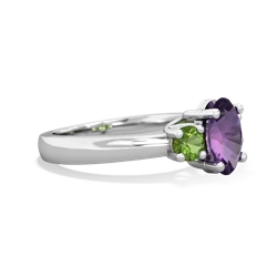 Amethyst Three Stone Oval Trellis 14K White Gold ring R4024