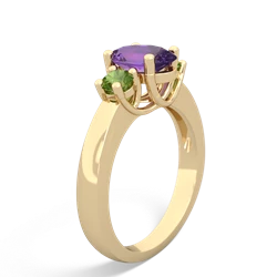 Amethyst Three Stone Oval Trellis 14K Yellow Gold ring R4024