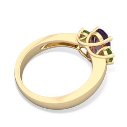 Amethyst Three Stone Oval Trellis 14K Yellow Gold ring R4024