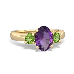 Amethyst Three Stone Oval Trellis 14K Yellow Gold ring R4024