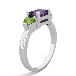 Amethyst Three Stone 14K White Gold ring R5235