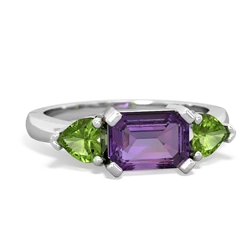 Amethyst Three Stone 14K White Gold ring R5235