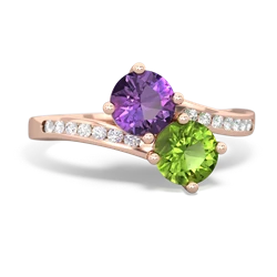 Amethyst Channel Set Two Stone 14K Rose Gold ring R5303