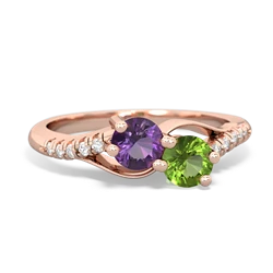 Amethyst Infinity Pave Two Stone 14K Rose Gold ring R5285