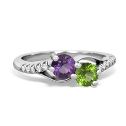 Amethyst Infinity Pave Two Stone 14K White Gold ring R5285