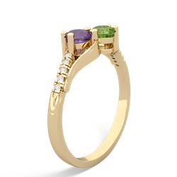 Amethyst Infinity Pave Two Stone 14K Yellow Gold ring R5285