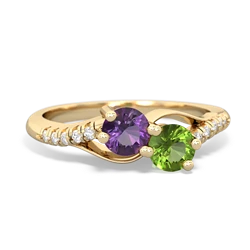 Amethyst Infinity Pave Two Stone 14K Yellow Gold ring R5285