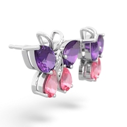 Amethyst Butterfly 14K White Gold earrings E2215