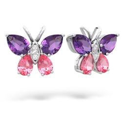 Amethyst Butterfly 14K White Gold earrings E2215