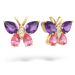 Amethyst Butterfly 14K Yellow Gold earrings E2215