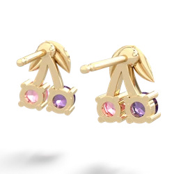 Amethyst Sweet Cherries 14K Yellow Gold earrings E7001