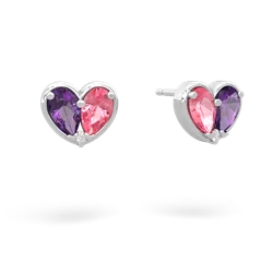 Amethyst 'Our Heart' 14K White Gold earrings E5072