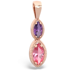 Amethyst Antique-Style Halo 14K Rose Gold pendant P5700