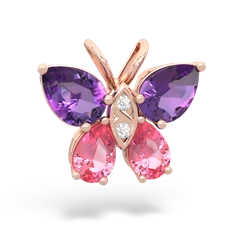 Amethyst Butterfly 14K Rose Gold pendant P2215