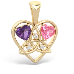 Amethyst Celtic Trinity Heart 14K Yellow Gold pendant P5331