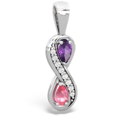 Amethyst Diamond Infinity 14K White Gold pendant P5390