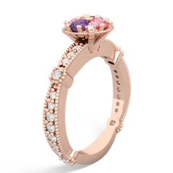 Amethyst Sparkling Tiara Cluster 14K Rose Gold ring R26293RD