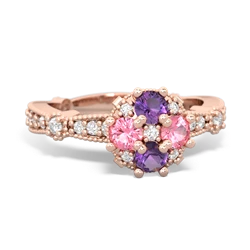 Amethyst Sparkling Tiara Cluster 14K Rose Gold ring R26293RD