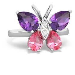 Amethyst Butterfly 14K White Gold ring R2215