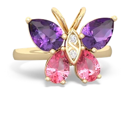 Amethyst Butterfly 14K Yellow Gold ring R2215