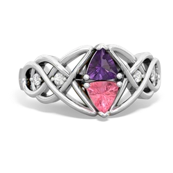 Amethyst Keepsake Celtic Knot 14K White Gold ring R5300