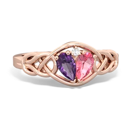 Amethyst Celtic Love Knot 14K Rose Gold ring R5420