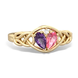 Amethyst Celtic Love Knot 14K Yellow Gold ring R5420