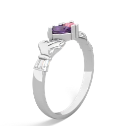 Amethyst 'Our Heart' Claddagh 14K White Gold ring R2388