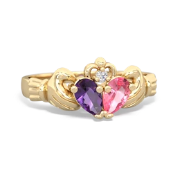 Amethyst 'Our Heart' Claddagh 14K Yellow Gold ring R2388