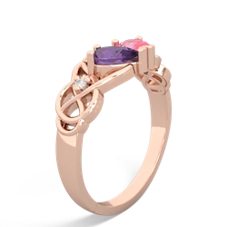 Amethyst 'One Heart' Celtic Knot Claddagh 14K Rose Gold ring R5322