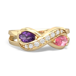 Amethyst Diamond Infinity 14K Yellow Gold ring R5390