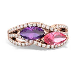 Amethyst Diamond Rivers 14K Rose Gold ring R3070