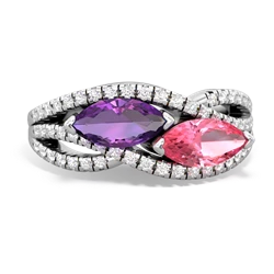 Amethyst Diamond Rivers 14K White Gold ring R3070