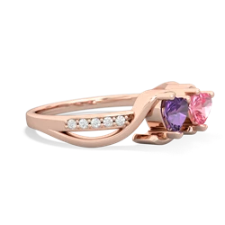 Amethyst Side By Side 14K Rose Gold ring R3090