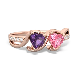 Amethyst Side By Side 14K Rose Gold ring R3090