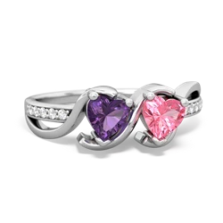 Amethyst Side By Side 14K White Gold ring R3090