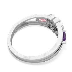 Amethyst Hearts Intertwined 14K White Gold ring R5880