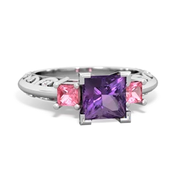 Amethyst Eternal Embrace Engagement 14K White Gold ring C2001