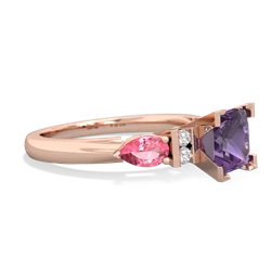 Amethyst 6Mm Princess Eternal Embrace Engagement 14K Rose Gold ring C2002