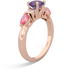 Amethyst 6Mm Round Eternal Embrace Engagement 14K Rose Gold ring R2005